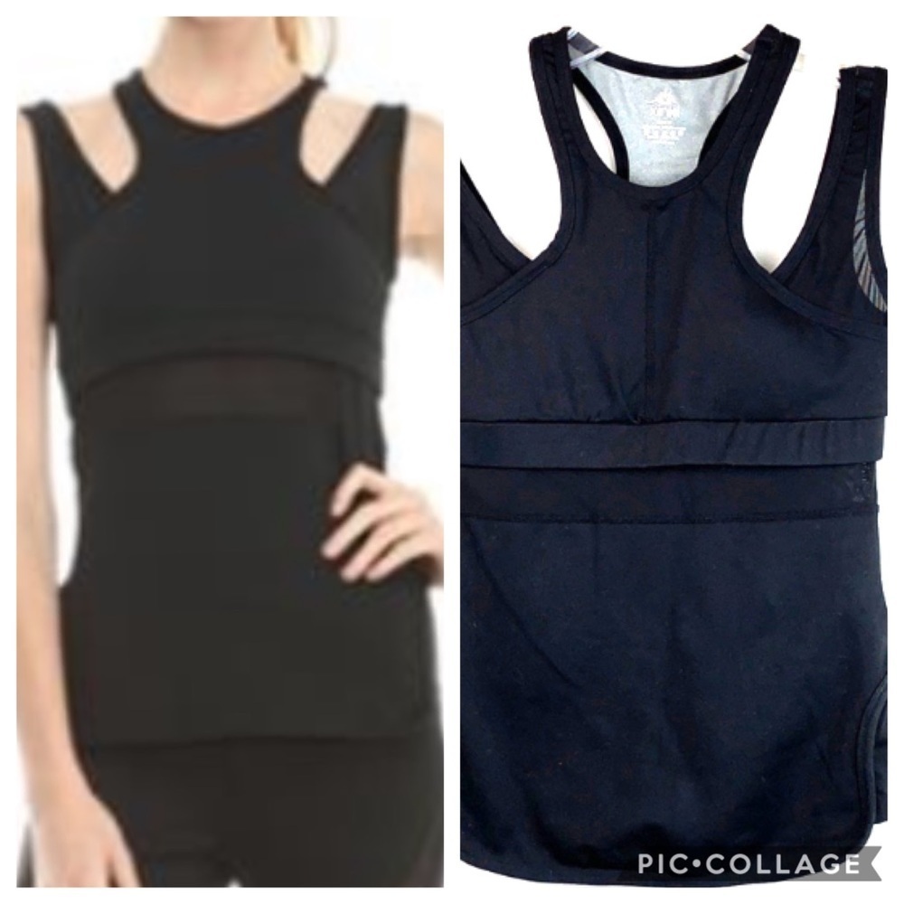 Xinki: mesh & compression black sports yoga top M